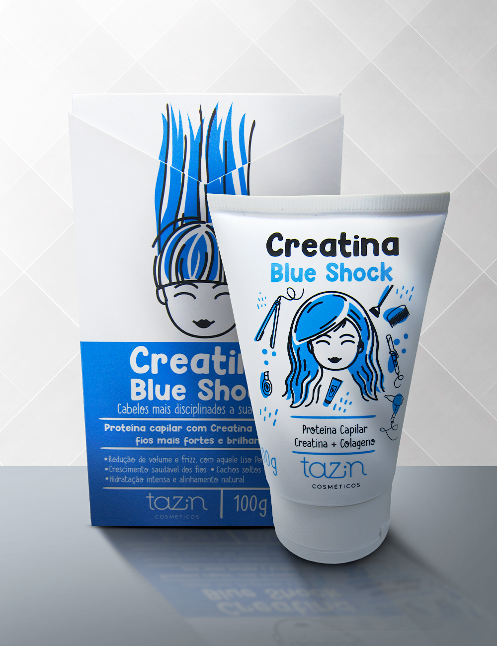 Caixa e produto (Creatina Blue Shock)